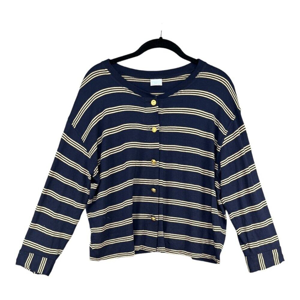 Vintage United Colors of Benetton Sweater Medium Navy Button Cardigan